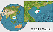Satellite Location Map of Qionghai, highlighted parent region