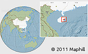 Savanna Style Location Map of Qionghai, highlighted country, hill shading