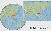 Savanna Style Location Map of Qionghai, highlighted parent region, within the entire country, hill shading