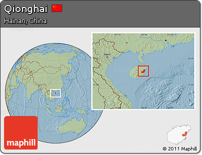 Savanna Style Location Map of Qionghai, hill shading