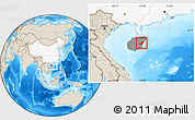 Shaded Relief Location Map of Qionghai, highlighted country, highlighted parent region