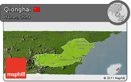 Physical Panoramic Map of Qionghai, darken