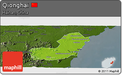 Physical Panoramic Map of Qionghai, darken