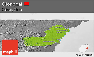 Physical Panoramic Map of Qionghai, desaturated