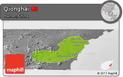 Physical Panoramic Map of Qionghai, desaturated