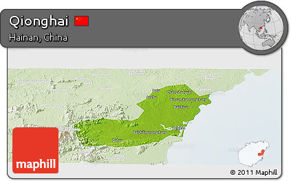 Physical Panoramic Map of Qionghai, lighten