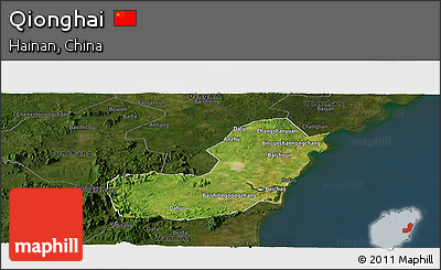 Satellite Panoramic Map of Qionghai, darken