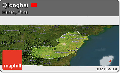 Satellite Panoramic Map of Qionghai, darken