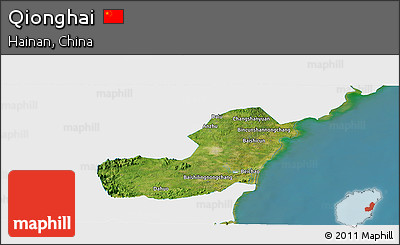 Satellite Panoramic Map of Qionghai, single color outside
