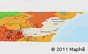 Shaded Relief Panoramic Map of Qionghai, political outside