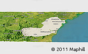Shaded Relief Panoramic Map of Qionghai, satellite outside