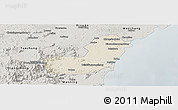 Shaded Relief Panoramic Map of Qionghai, semi-desaturated