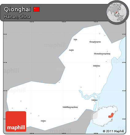 Gray Simple Map of Qionghai, single color outside
