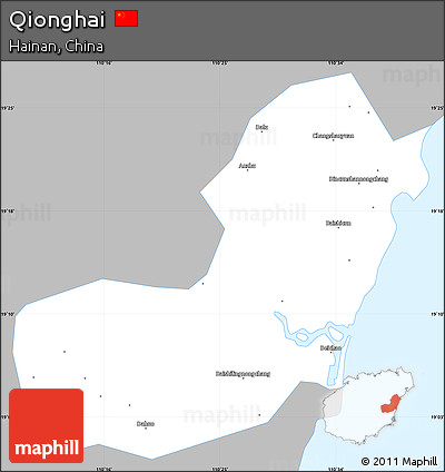 Gray Simple Map of Qionghai, single color outside