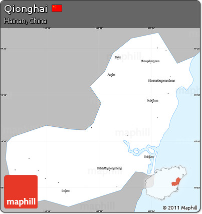 Gray Simple Map of Qionghai, single color outside