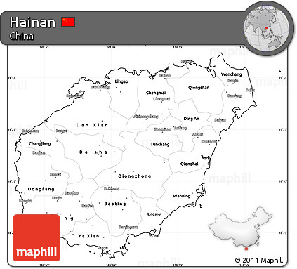 Blank Simple Map of Hainan