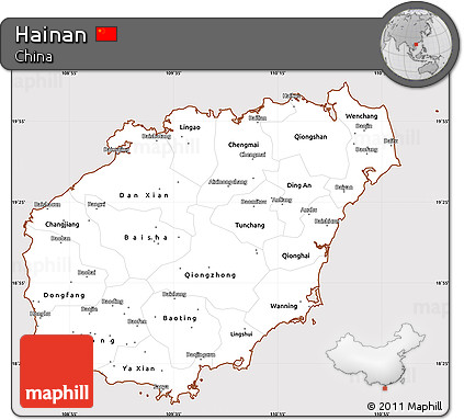 Classic Style Simple Map of Hainan, cropped outside