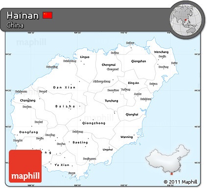 Classic Style Simple Map of Hainan