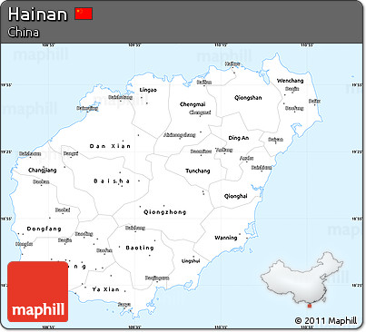 Classic Style Simple Map of Hainan