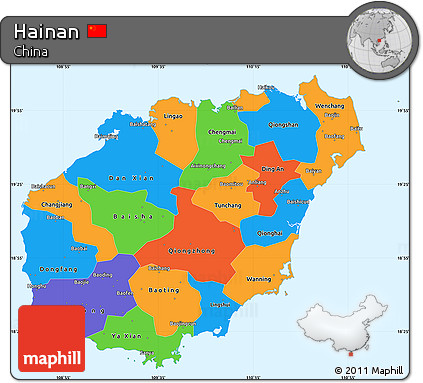 Political Simple Map of Hainan
