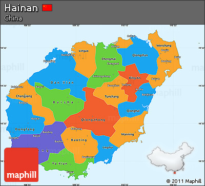 Political Simple Map of Hainan