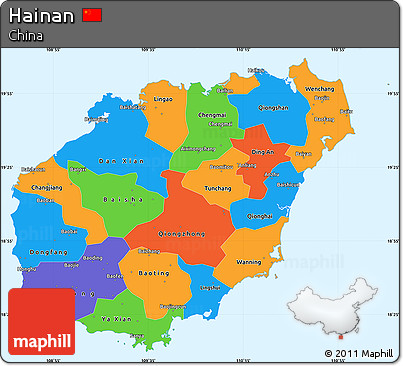 Political Simple Map of Hainan
