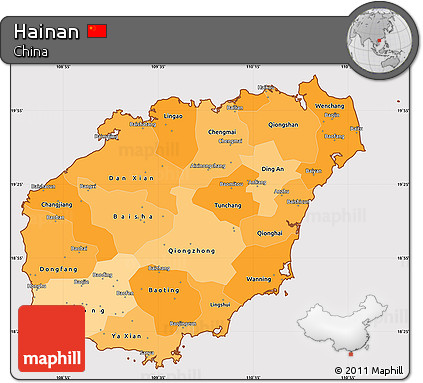 Political Shades Simple Map of Hainan, cropped outside