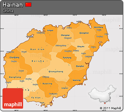 Political Shades Simple Map of Hainan, cropped outside