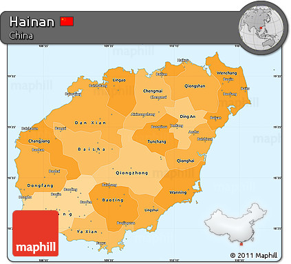 Political Shades Simple Map of Hainan