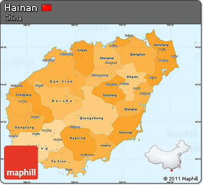 Political Shades Simple Map of Hainan