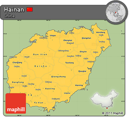 Savanna Style Simple Map of Hainan, cropped outside