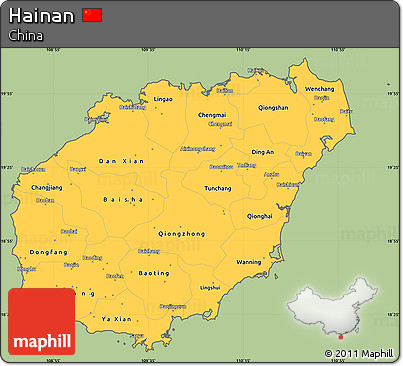 Savanna Style Simple Map of Hainan, cropped outside