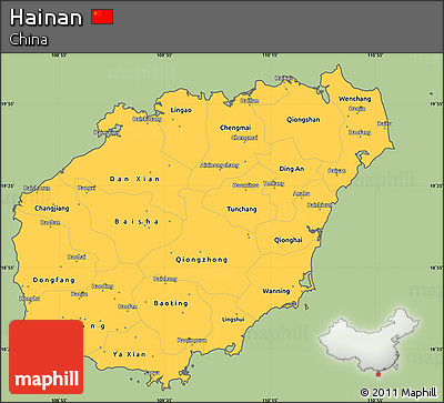 Savanna Style Simple Map of Hainan, cropped outside