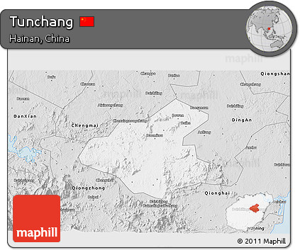 Silver Style 3D Map of Tunchang