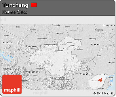 Silver Style 3D Map of Tunchang