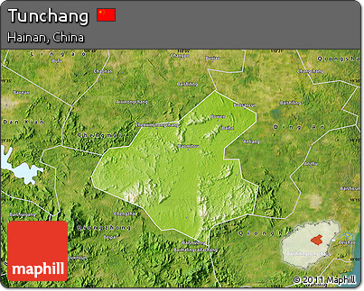 Physical Map of Tunchang, satellite outside