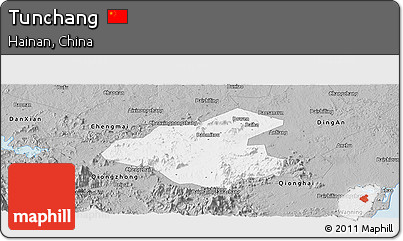 Gray Panoramic Map of Tunchang