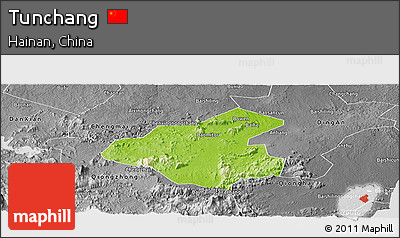 Physical Panoramic Map of Tunchang, desaturated