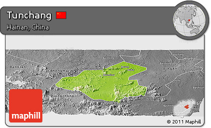 Physical Panoramic Map of Tunchang, desaturated