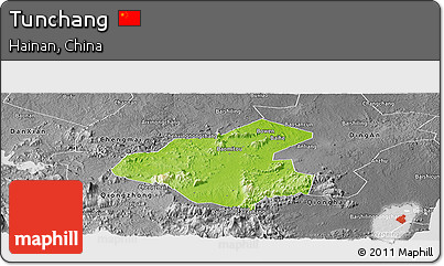 Physical Panoramic Map of Tunchang, desaturated