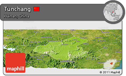 Physical Panoramic Map of Tunchang, satellite outside