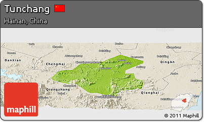 Physical Panoramic Map of Tunchang, shaded relief outside