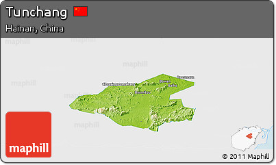 Physical Panoramic Map of Tunchang, single color outside