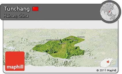 Satellite Panoramic Map of Tunchang, lighten