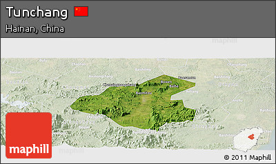 Satellite Panoramic Map of Tunchang, lighten