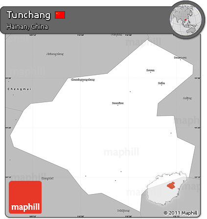 Gray Simple Map of Tunchang
