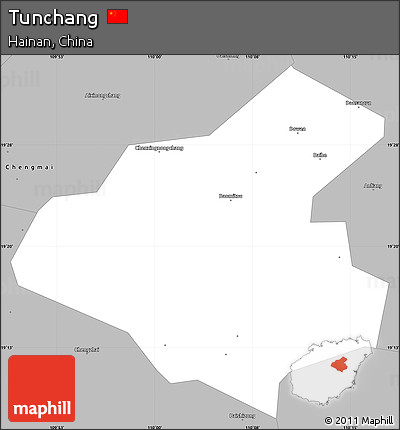 Gray Simple Map of Tunchang