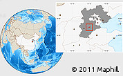 Shaded Relief Location Map of Anping, highlighted country, highlighted parent region
