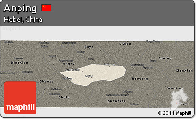 Shaded Relief Panoramic Map of Anping, darken