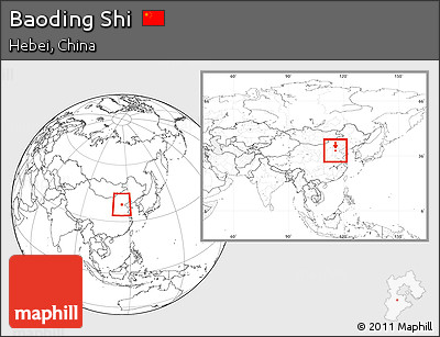 Blank Location Map of Baoding Shi, within the entire country